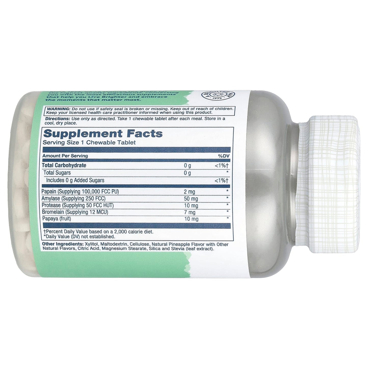 Solaray, Papaya Enzyme, Natural Pineapple, 180 Chewables - Image 2