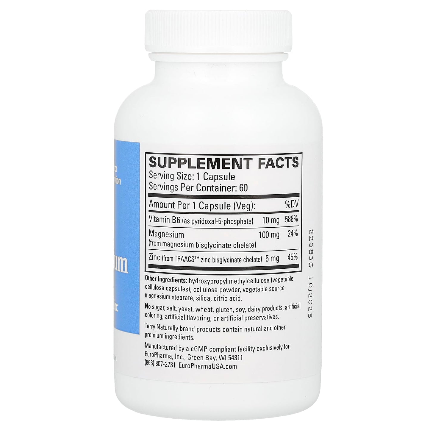Terry Naturally, BioActive Magnesium Complex with P-5-P and Zinc, 60 Capsules - Image 2