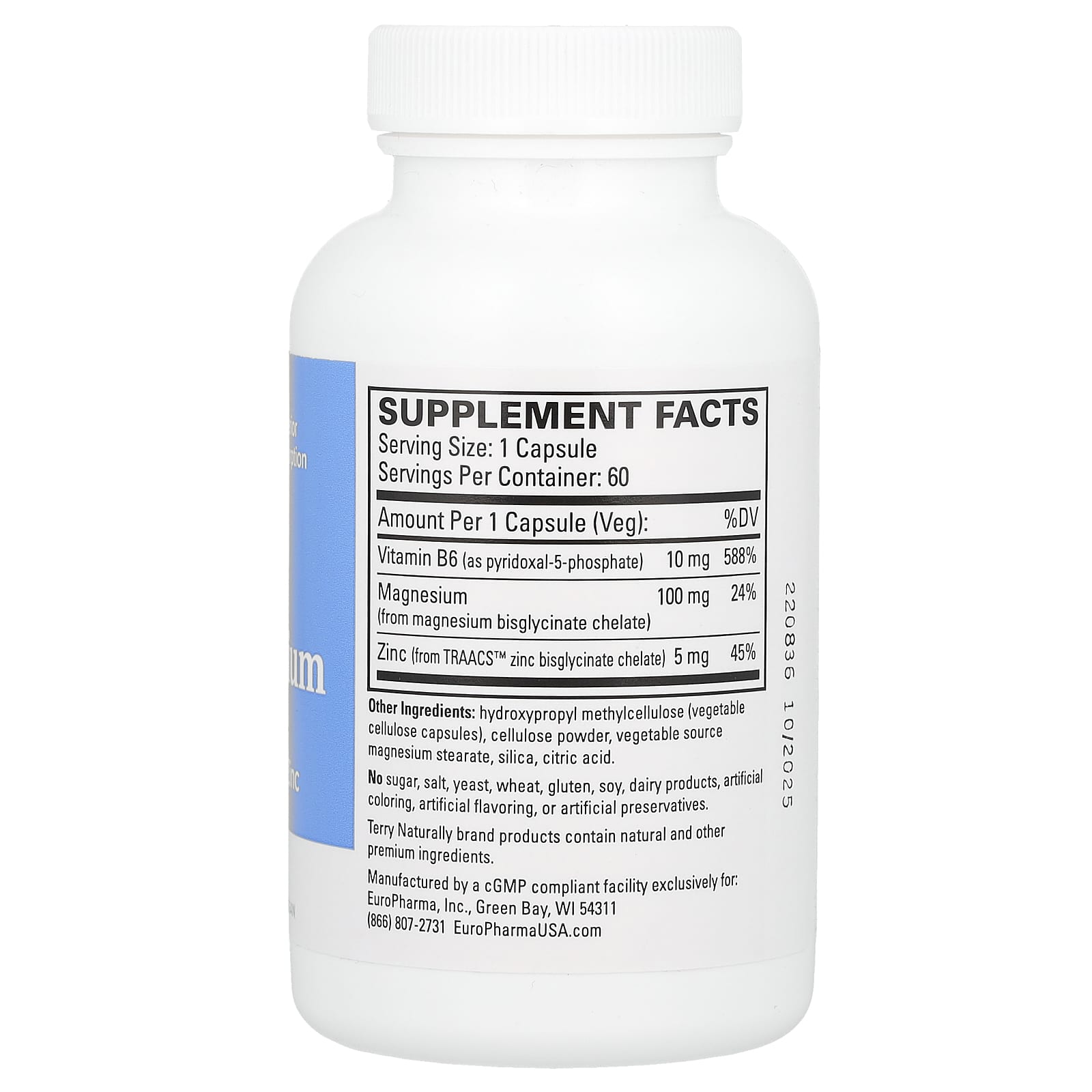 Terry Naturally, BioActive Magnesium Complex with P-5-P and Zinc, 60 Capsules - Image 2