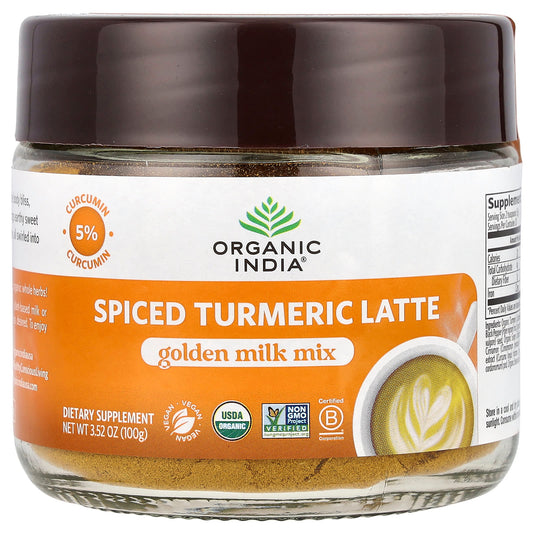 Organic India, Spiced Turmeric Latte, Golden Milk Mix, 3.52 oz (100 g) - Image 1