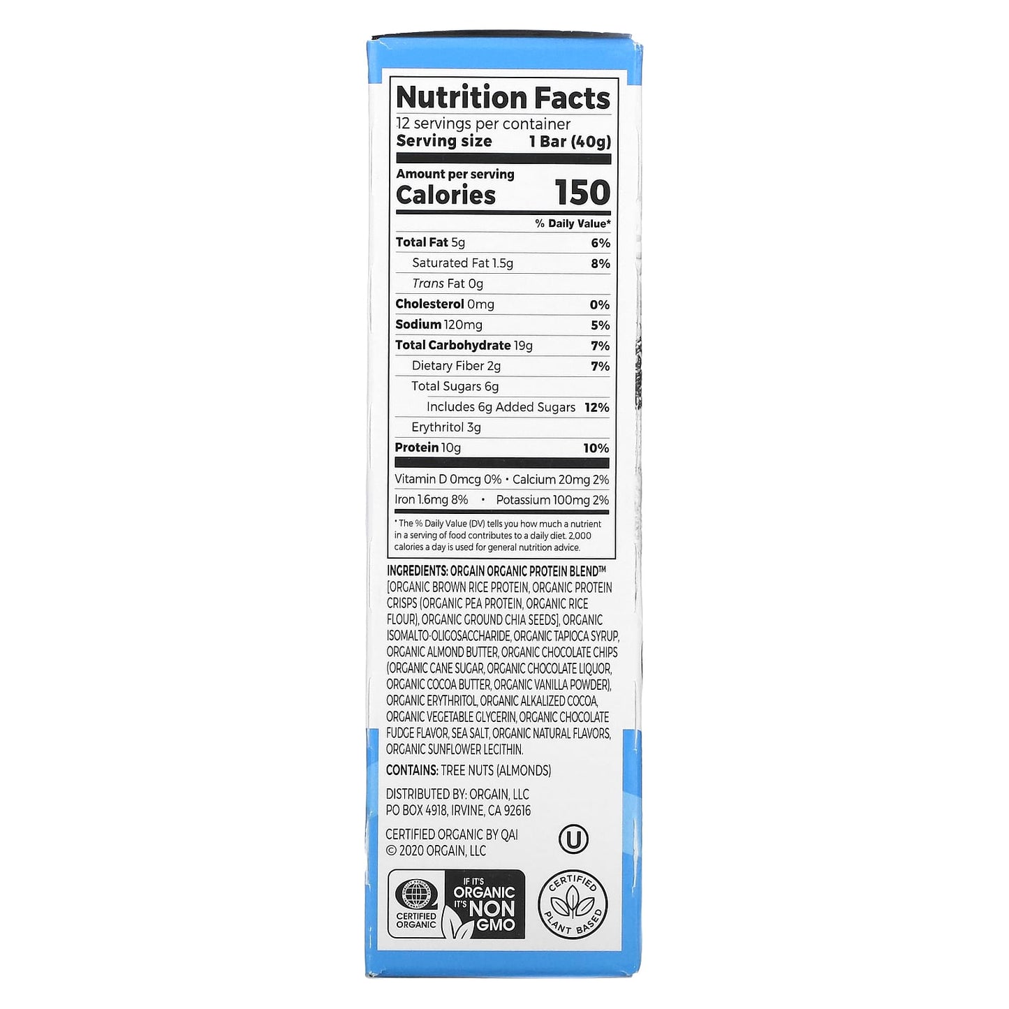 Orgain, Protein Snack Bar, Chocolate Brownie, 12 Bars, 1.41 oz (40 g) Each - Image 2