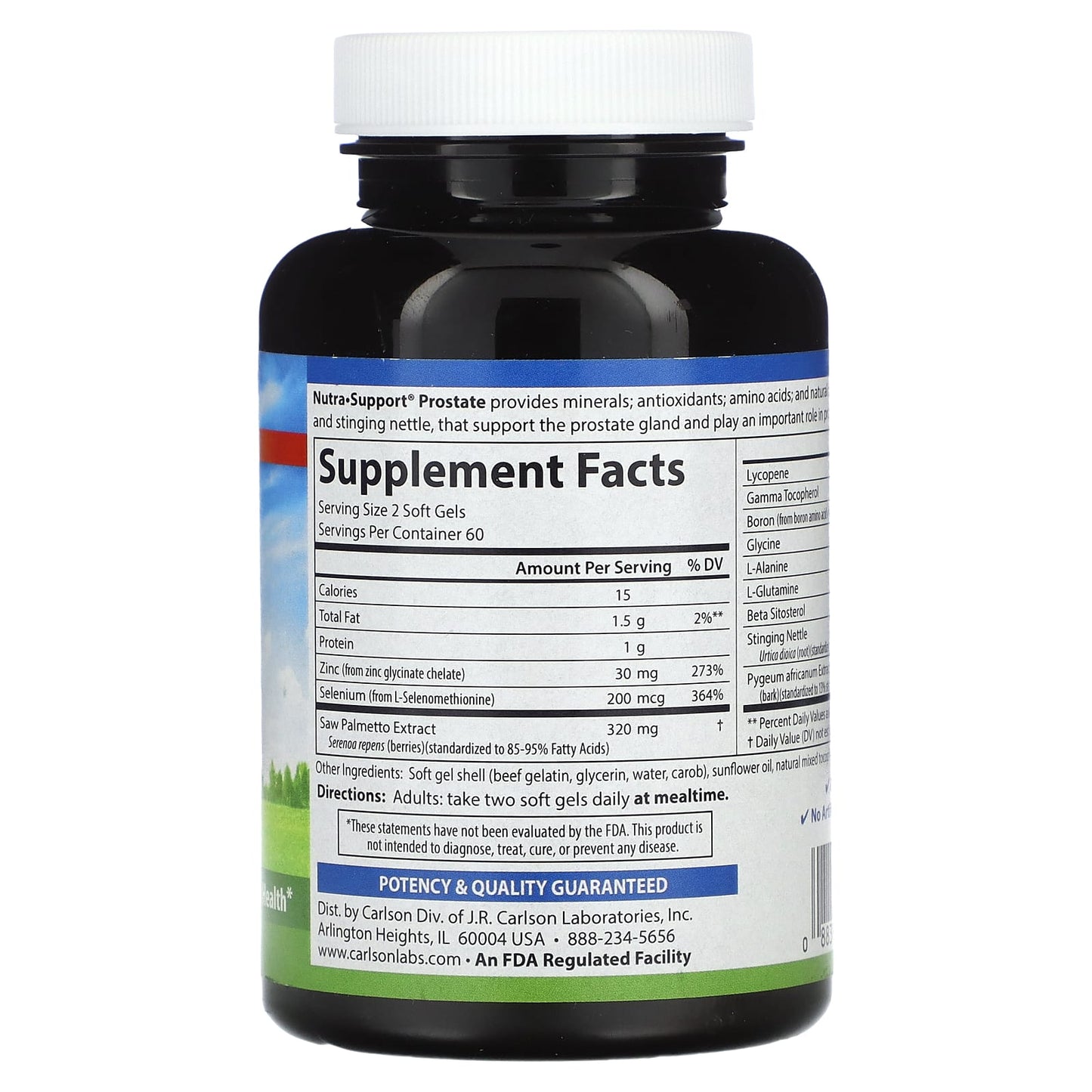 Carlson Nutra-Support Prostate Support Supplement 120 Soft Gels - Image 2