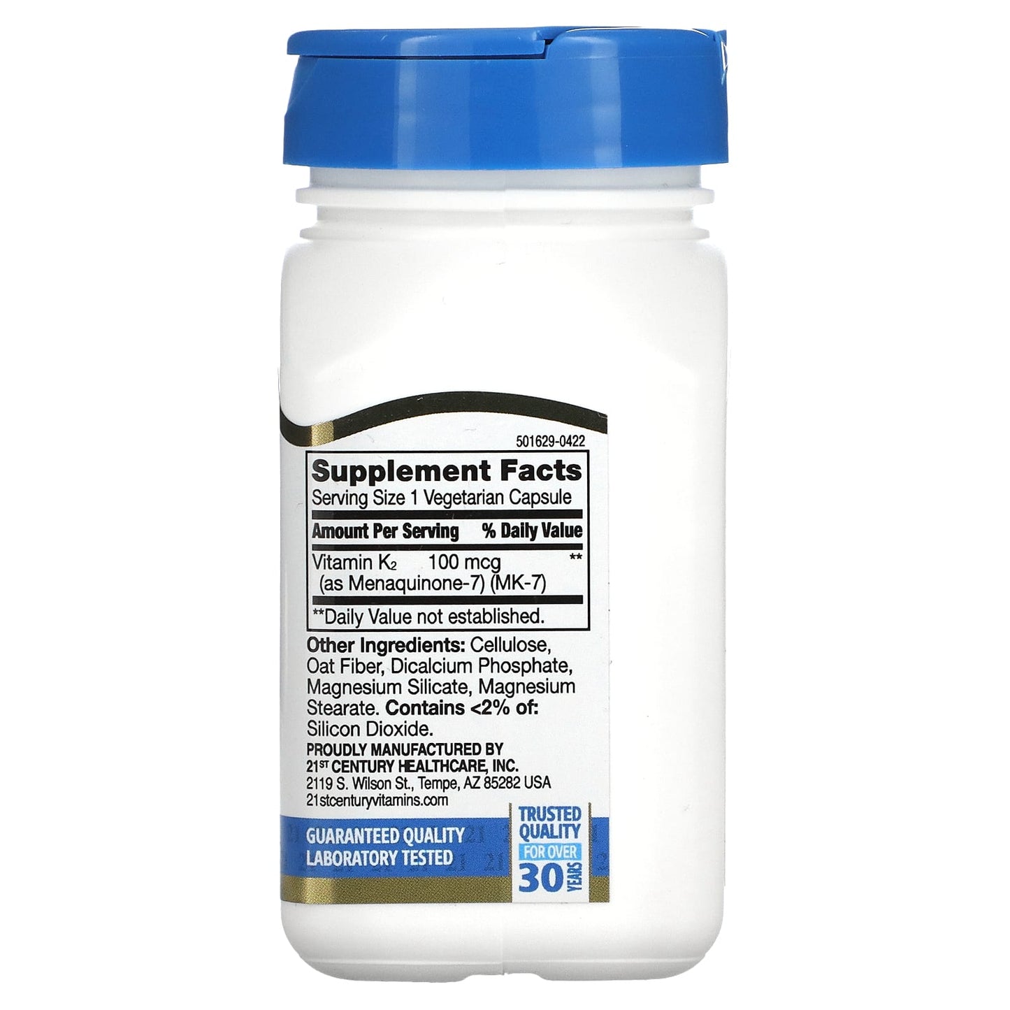 21st Century Vitamin K2, 100 mcg, 110 Capsules for Bone & Heart Health - Image 2