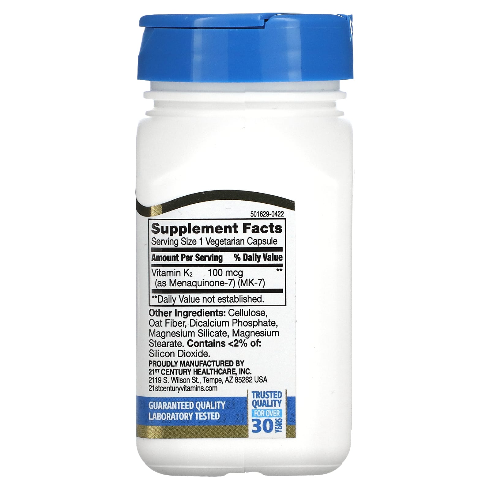 21st Century Vitamin K2, 100 mcg, 110 Capsules for Bone & Heart Health - Image 2