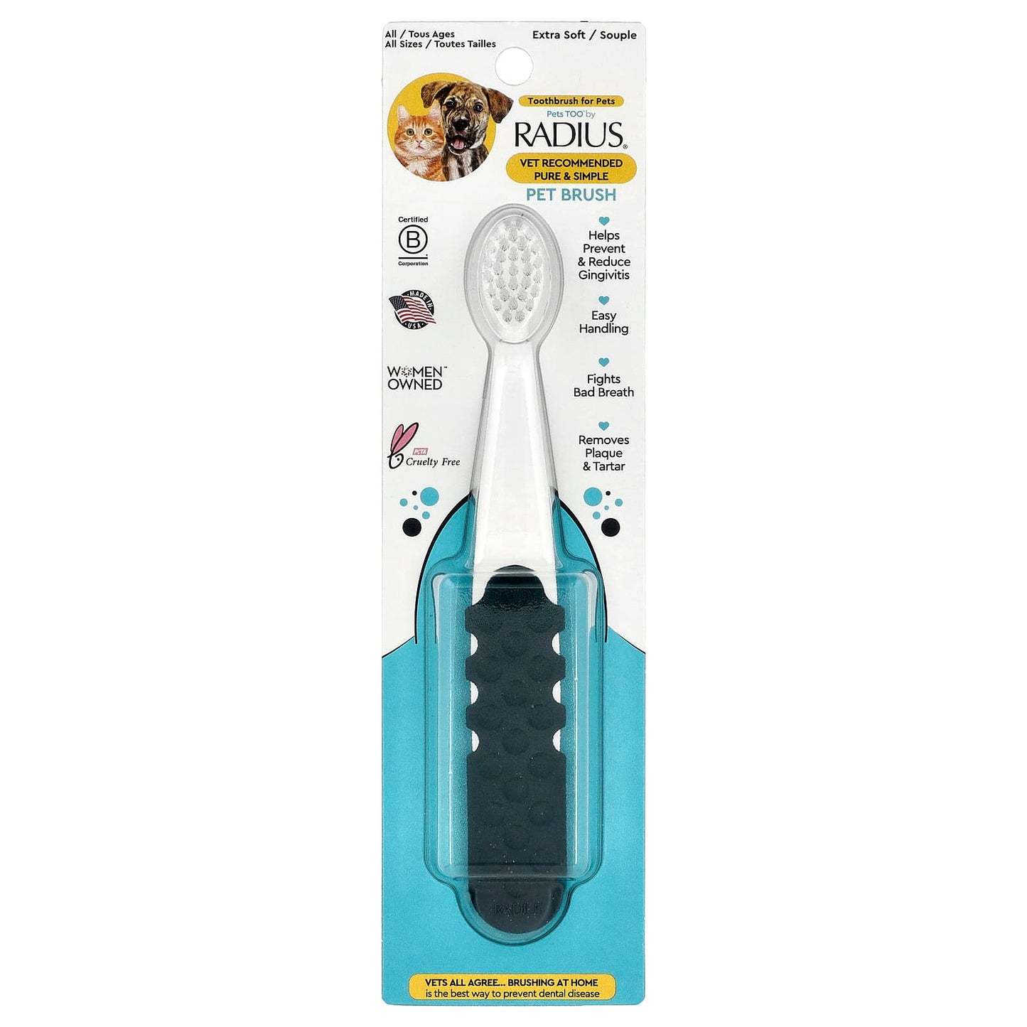 RADIUS, Toothbrush For Pets, All Ages, Extra Soft , 1 Toothbrush - Image 1