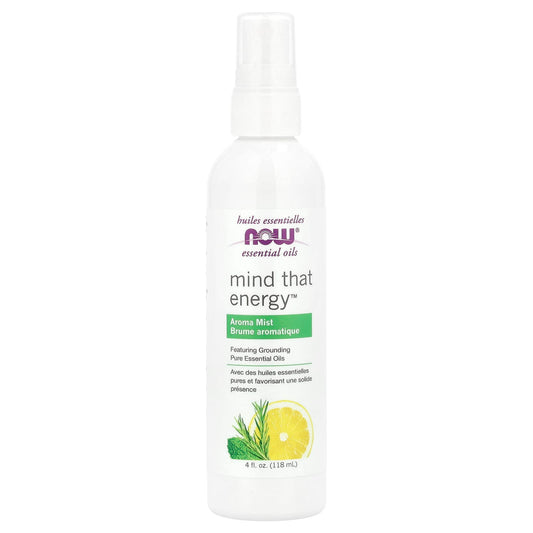 NOW Foods, Essential Oils, Mind That Energy™ Aroma Mist, 4 fl oz (118 ml) - Image 1