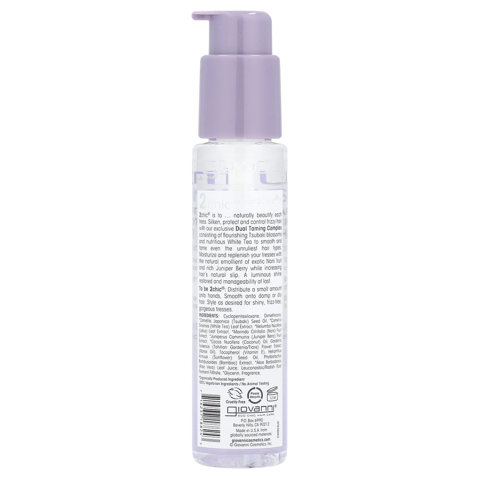 Giovanni 2Chic Ulta Shine Anti Frizz Hair Serum, Tsubaki & White Tea - Image 2
