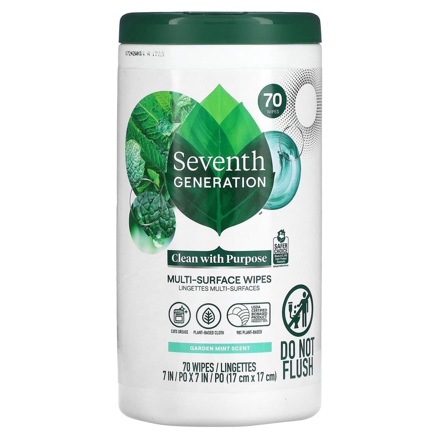 Seventh Generation, Multi-Surface Wipes, Garden Mint , 70 Wipes - Image 1
