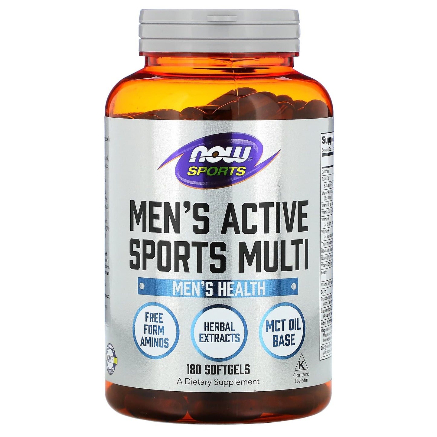 NOW Foods, Sports, Men's Active Sports Multi, 180 Softgels - Image 1