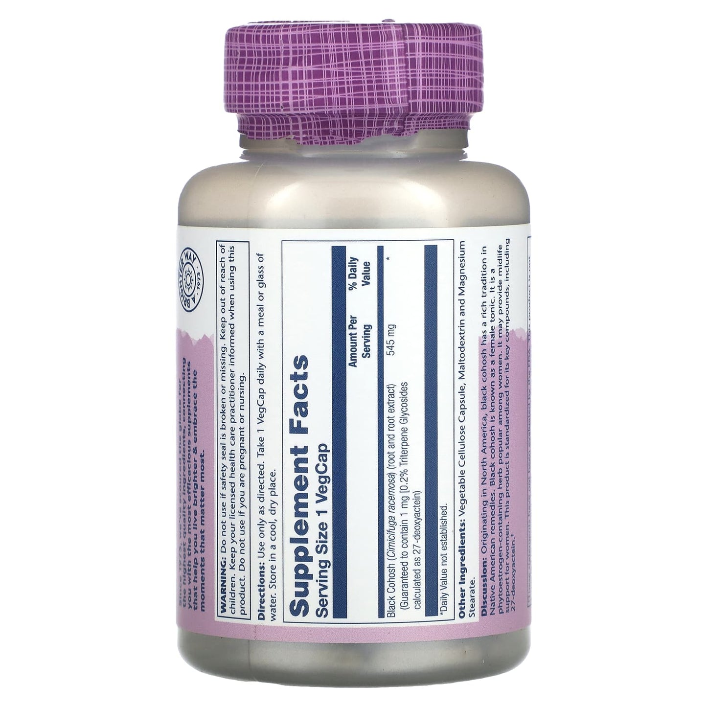 Solaray, Vital Extracts, Black Cohosh, 545 mg, 120 Veggie Caps - Image 2