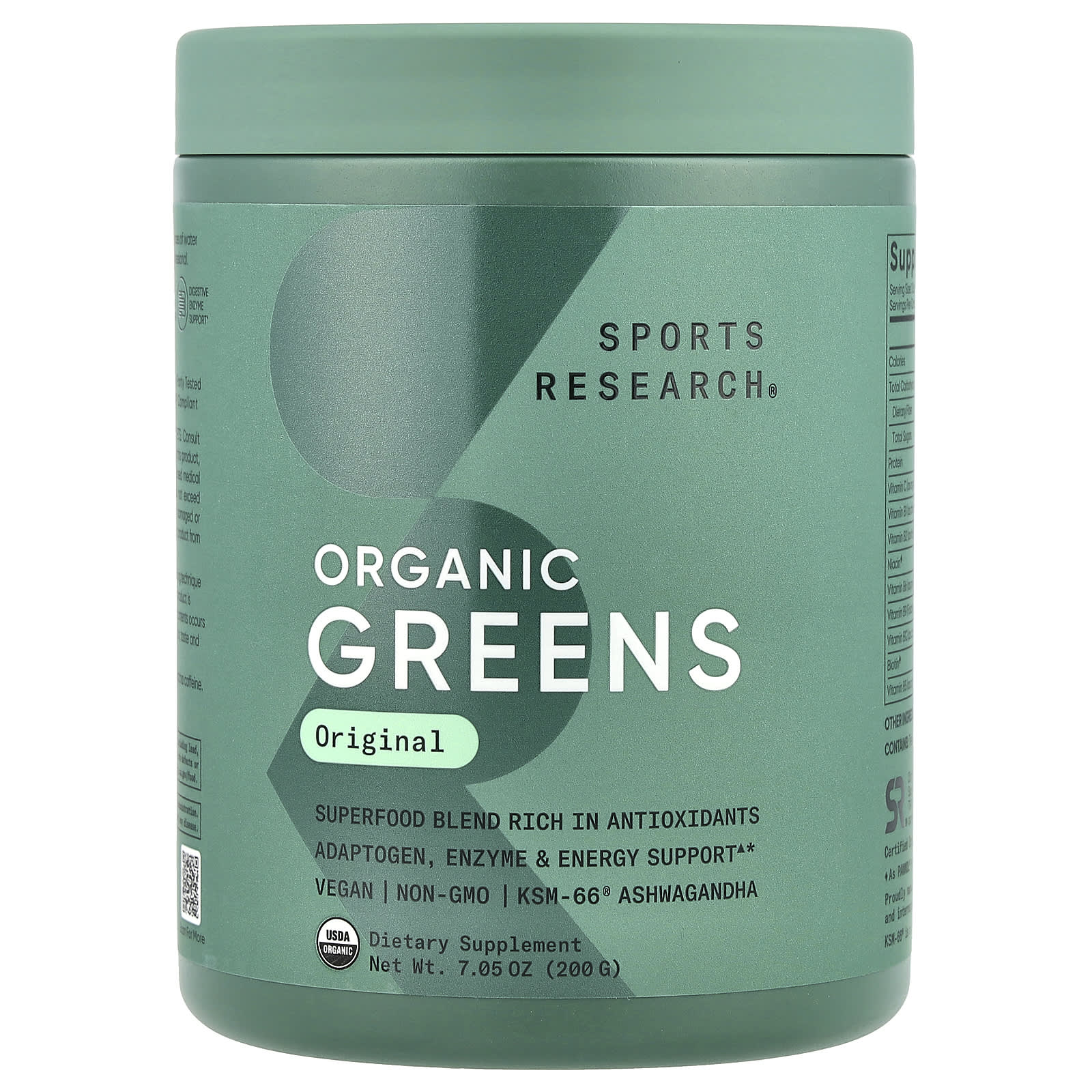 Sports Research, Organic Greens, Original, 7.05 oz (200 g) - Image 1