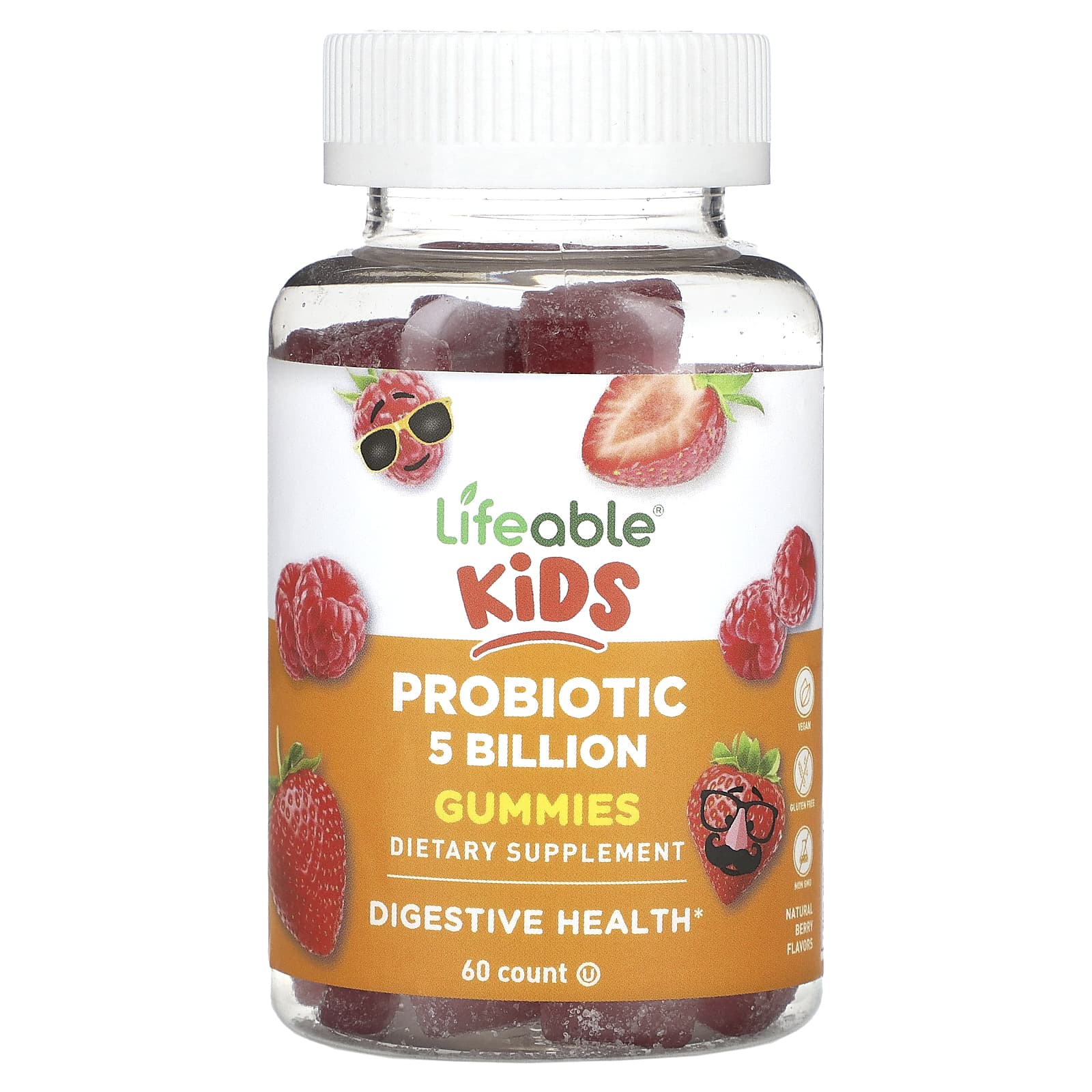 Lifeable, Kids Probiotic Gummies, Natural Berry, 5 Billion, 60 Gummies - Image 1