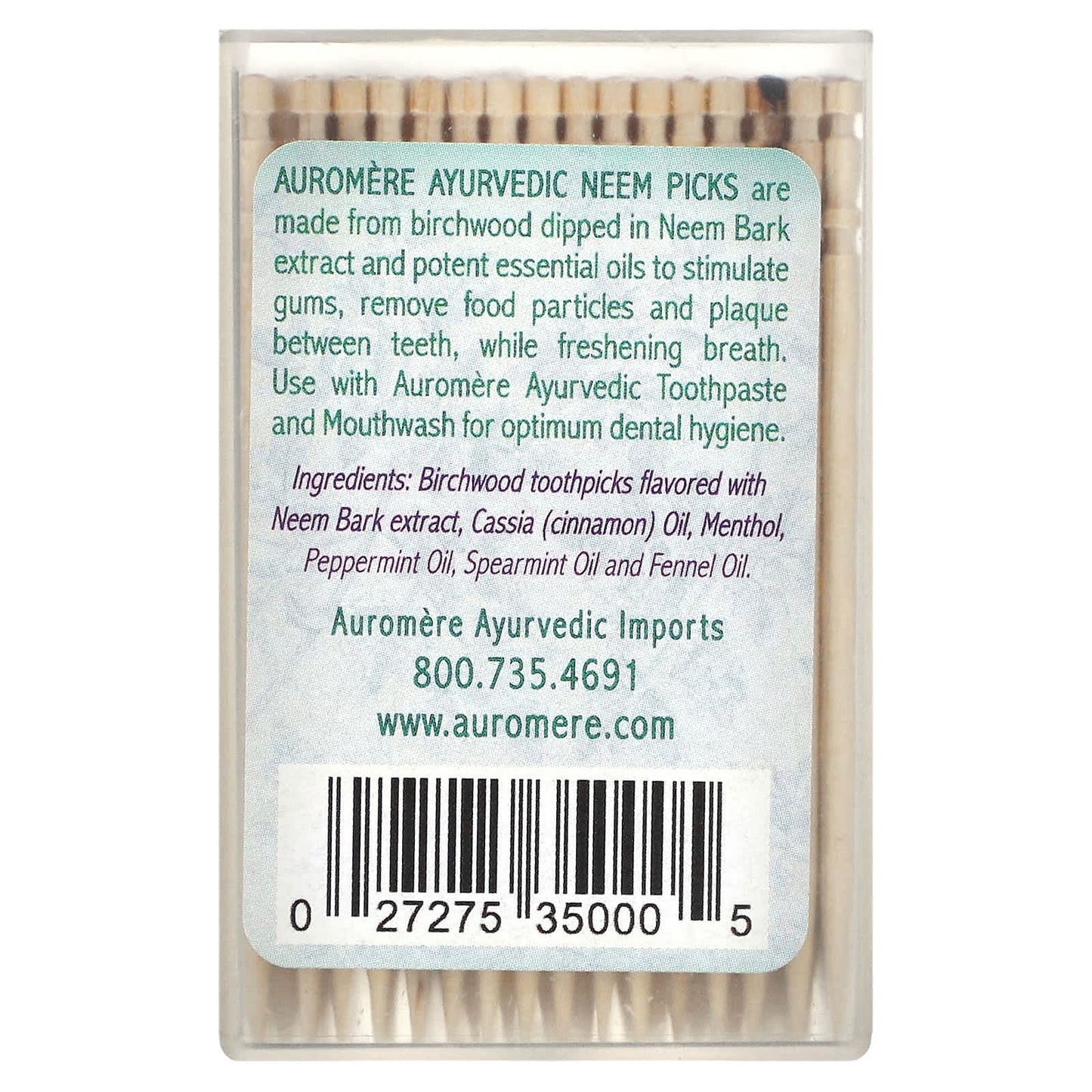 Auromere Ayurvedic Neem Toothpicks, 100 Pieces for Fresh Breath - Image 2