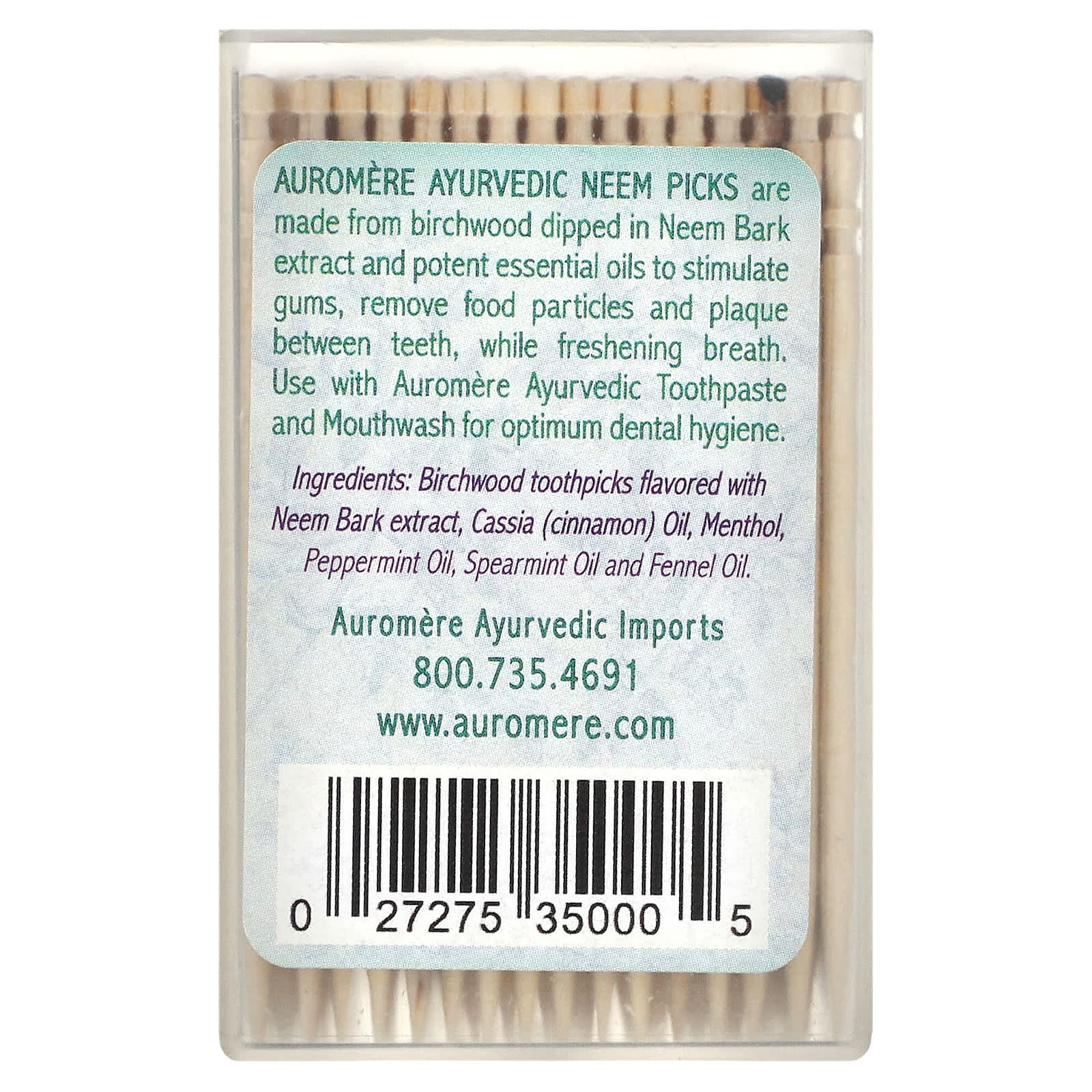 Auromere Ayurvedic Neem Toothpicks, 100 Pieces for Fresh Breath - Image 2