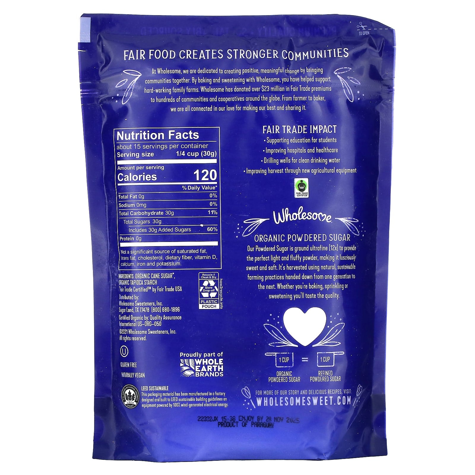 Wholesome Sweeteners, Organic Powdered Confectioners Sugar, 1 lb (454 g) - Image 2