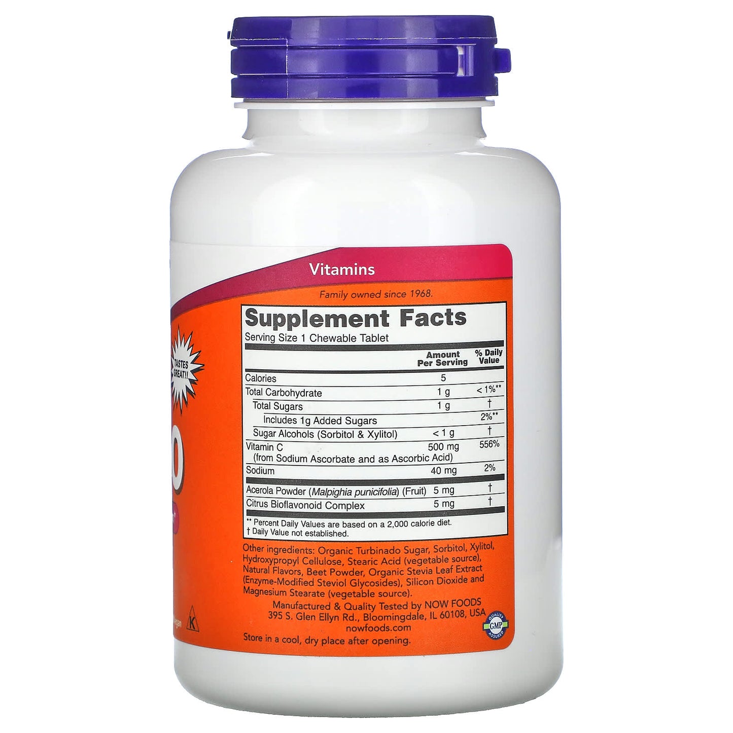 NOW Foods, Chewable C-500, Natural Cherry-Berry Flavor, 100 Tablets - Image 2