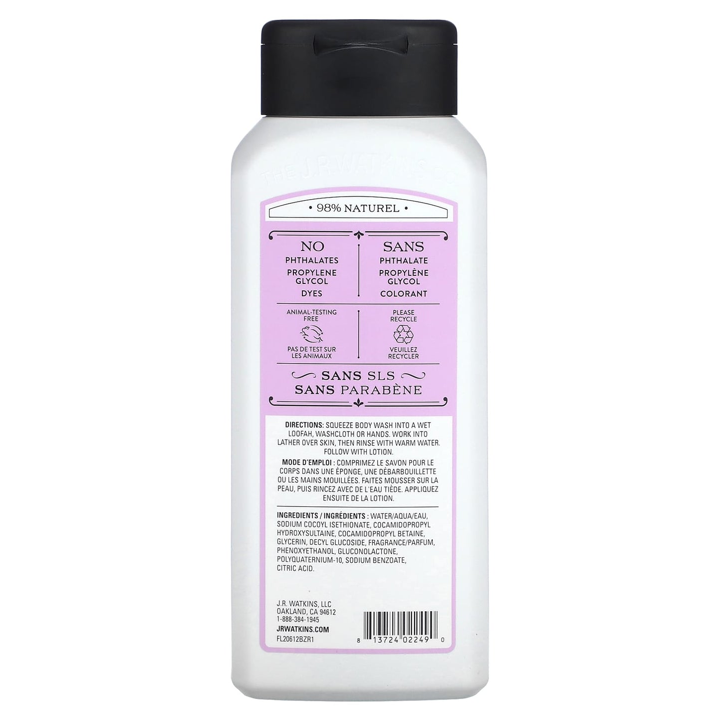 Lavender Body Wash by J.R. Watkins - 98% Natural, Cruelty-Free - Image 2