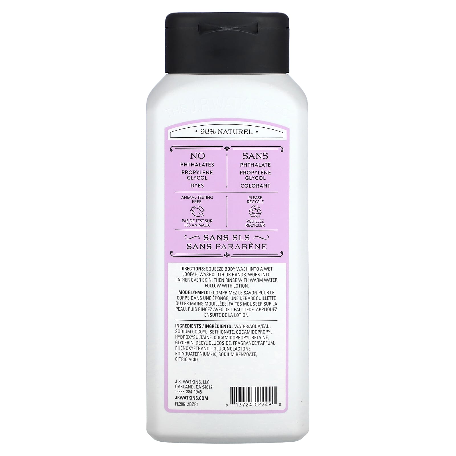 Lavender Body Wash by J.R. Watkins - 98% Natural, Cruelty-Free - Image 2