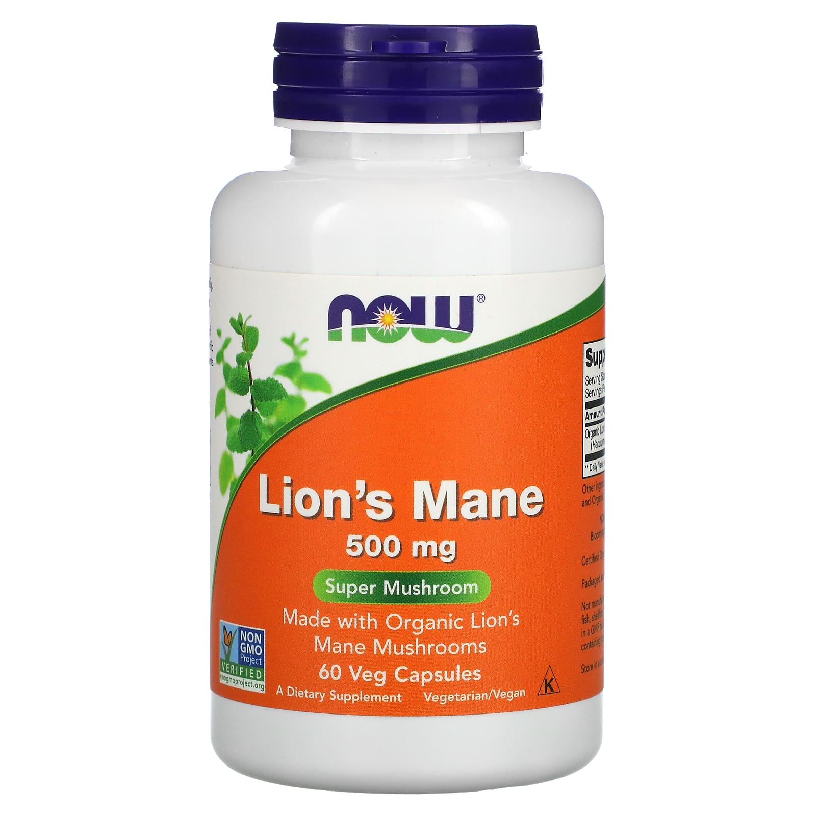 NOW Foods, Lion's Mane, 500 mg, 60 Veg Capsules - Image 1