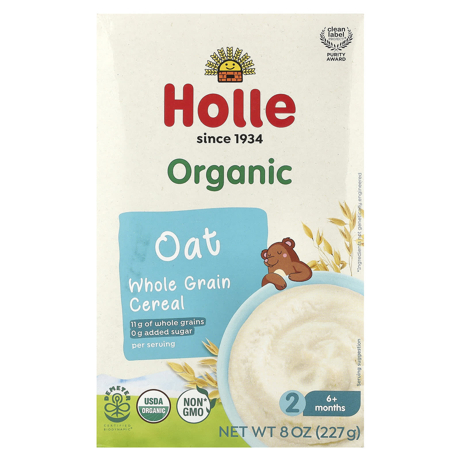 Holle Organic Whole Grain Oat Cereal for Babies 6+ Months 8oz - Image 1
