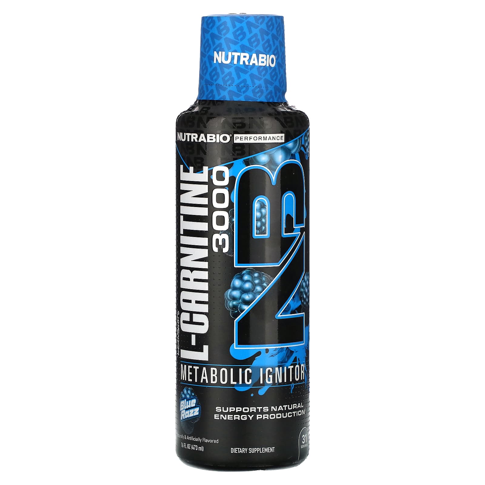NutraBio, LeanShots L-Carnitine 3000, Blue Razz, 16 fl oz (473 ml) - Image 1