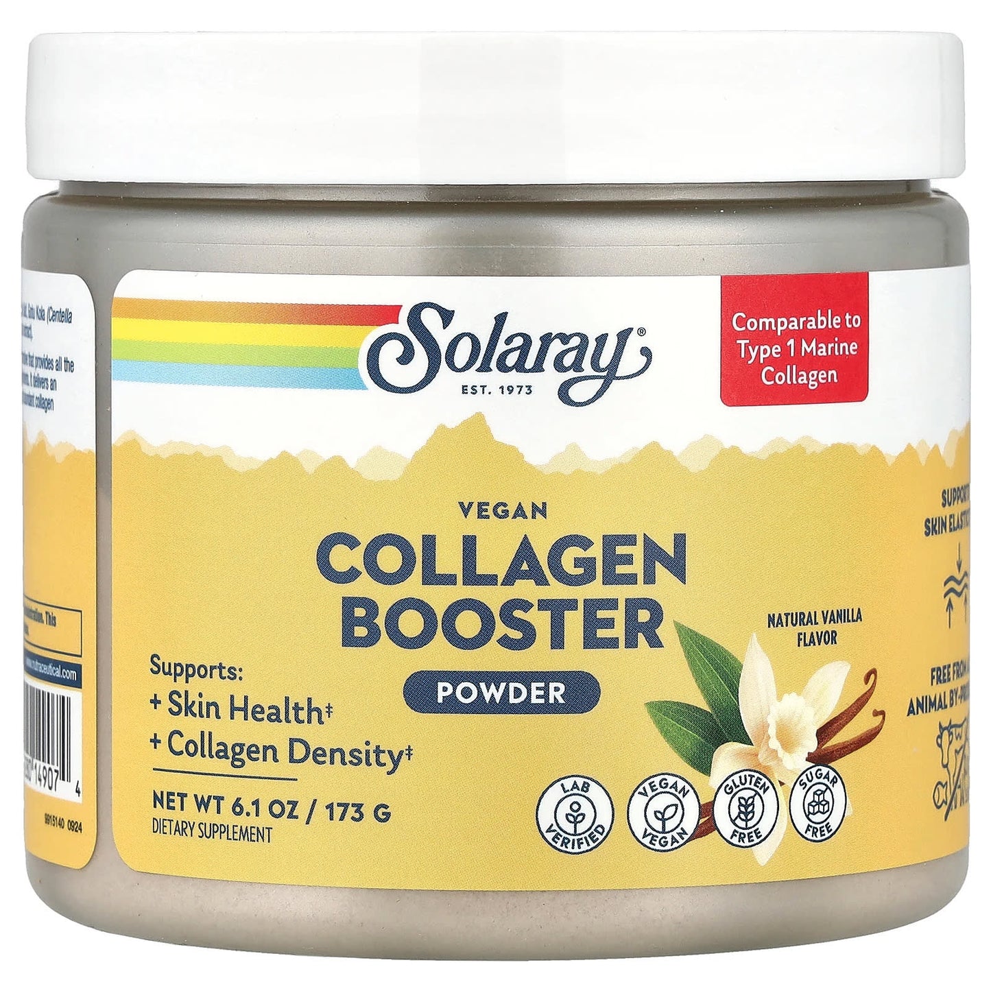 Solaray, Vegan Collagen Booster Powder, Natural Vanilla , 6.1 oz (173 g) - Image 1