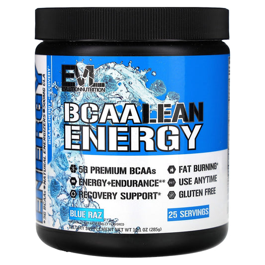 EVLution Nutrition BCAA Lean Energy - Blue Raz, 10.1 oz (285g) - Image 1