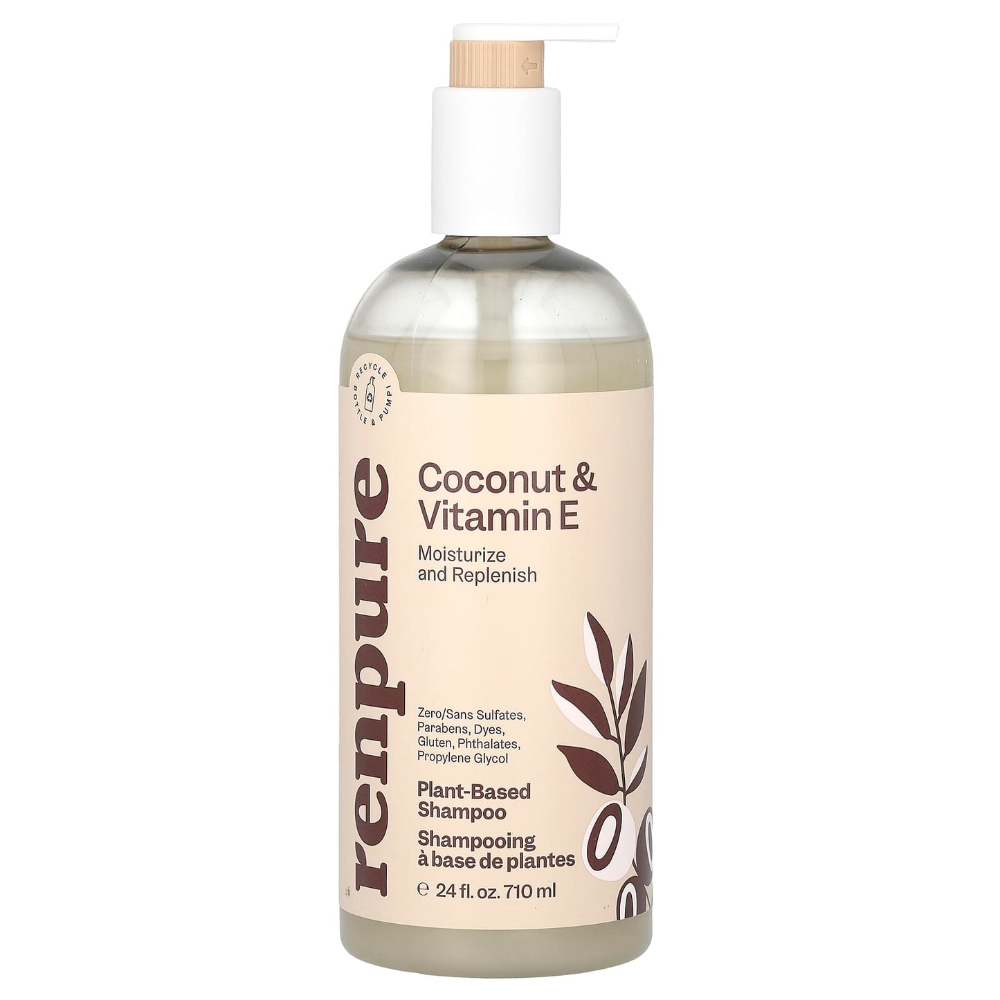 Renpure, Coconut & Vitamin E Shampoo, 24 fl oz (710 ml) - Image 1