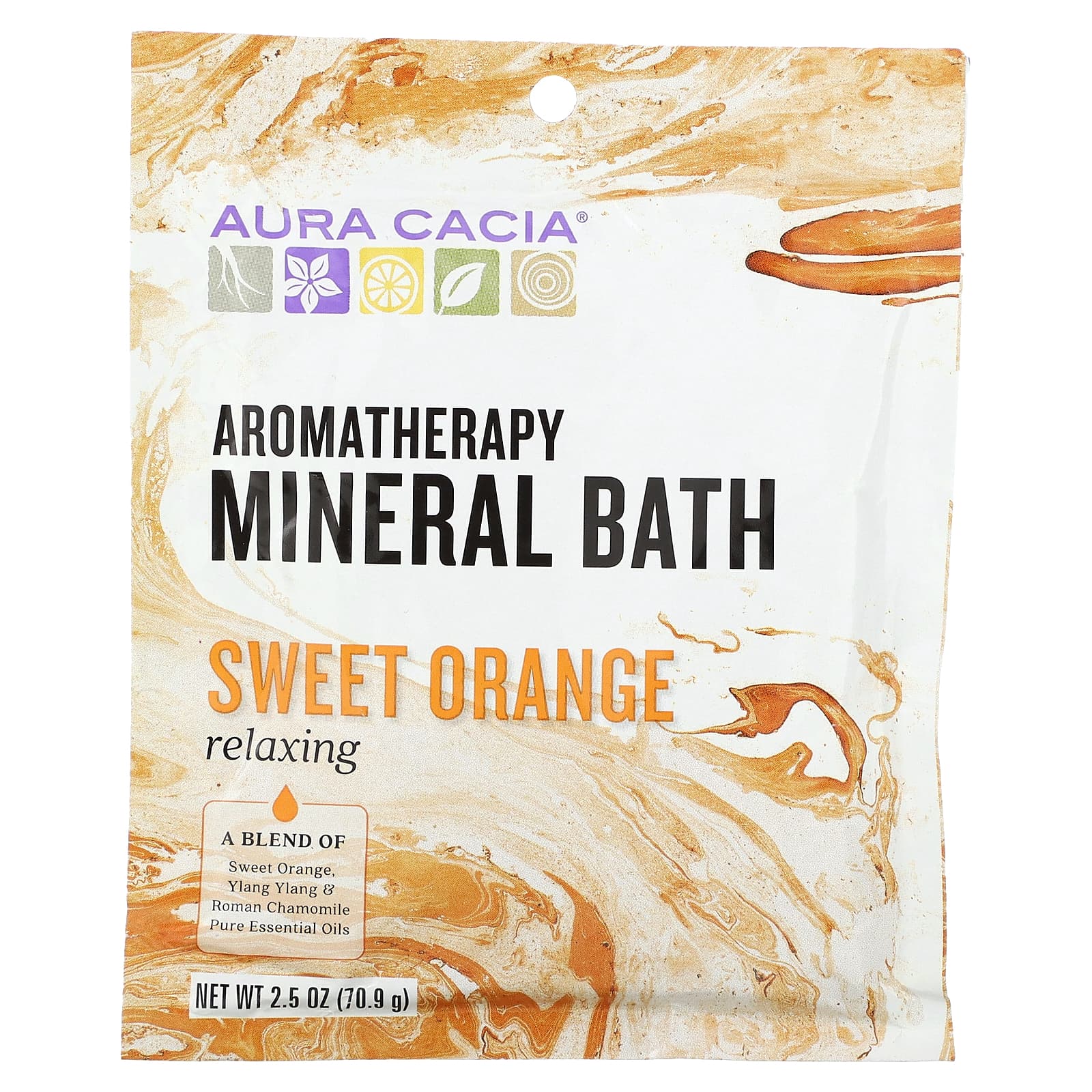Relax with Aura Cacia Sweet Orange Aromatherapy Mineral Bath - Image 1