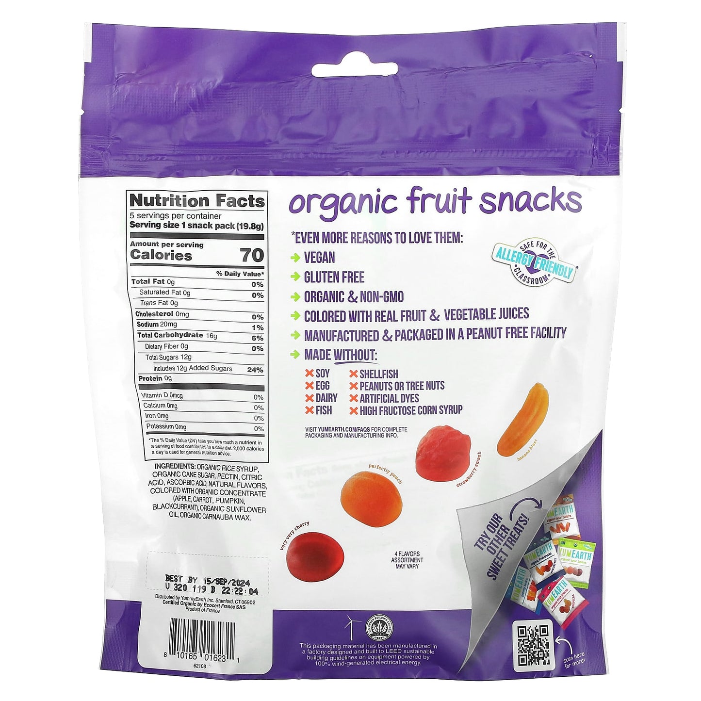 YumEarth, Organic Fruit Snacks, Favorites, 5 Packs, 0.7 oz (19.8 g) Each - Image 2