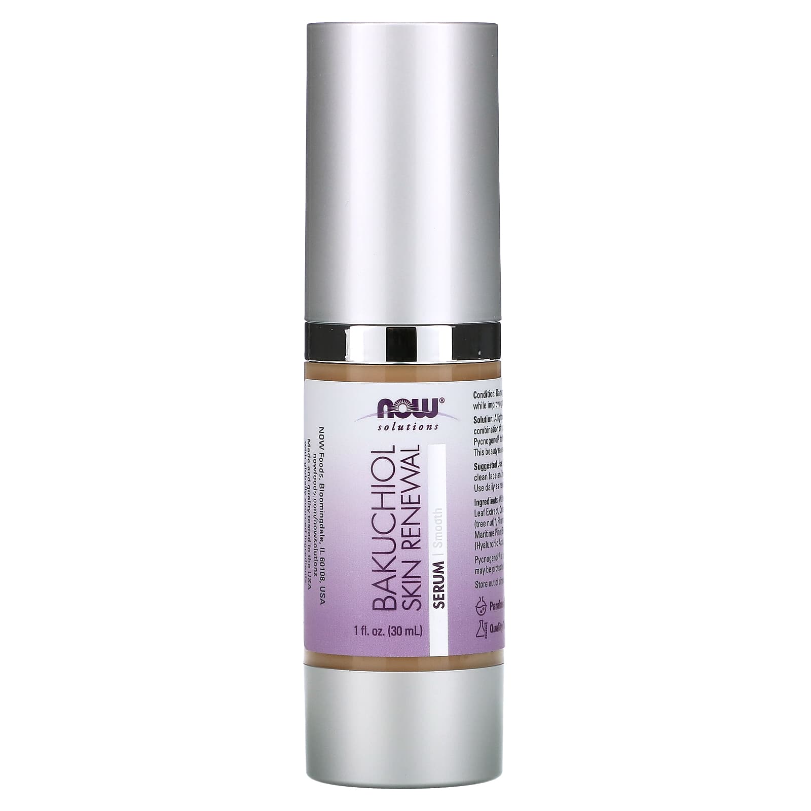 NOW Foods, Solutions, Bakuchiol Skin Renewal Serum, 1 fl oz (30 ml) - Image 1