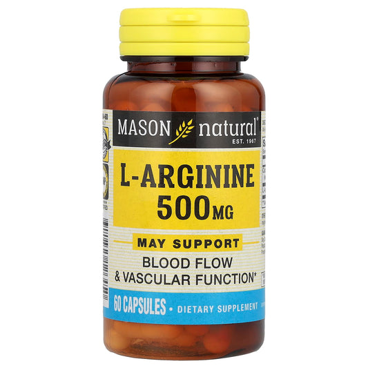 Mason Natural, L-Arginine, 500 mg, 60 Capsules - Image 1