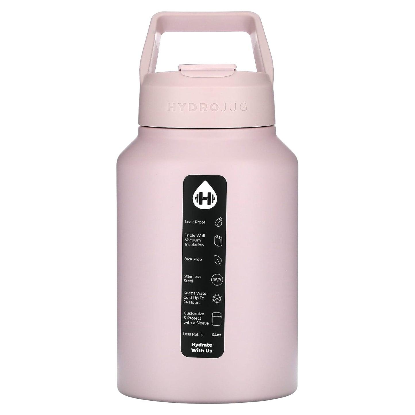 Stainless Steel Water Bottle, 64 oz, Leak-Proof Insulation, Pink Sand - Image 1