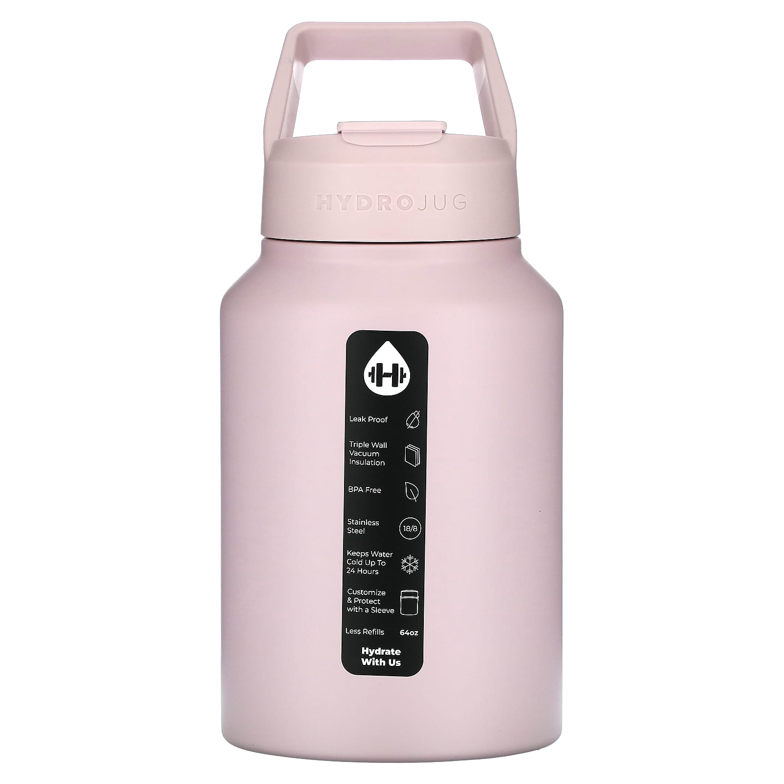 Stainless Steel Water Bottle, 64 oz, Leak-Proof Insulation, Pink Sand - Image 1