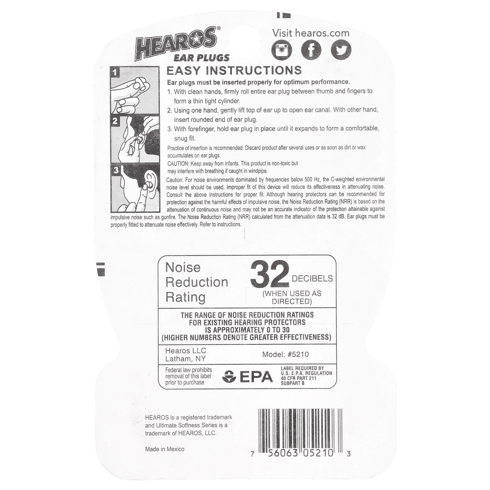 Hearos Ultimate Softness Ear Plugs, NRR 32, Yellow, 14 Pairs - Image 2