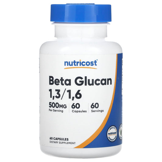 Nutricost, Beta Glucan 1,3/1,6, 500 mg, 60 Capsules - Image 1