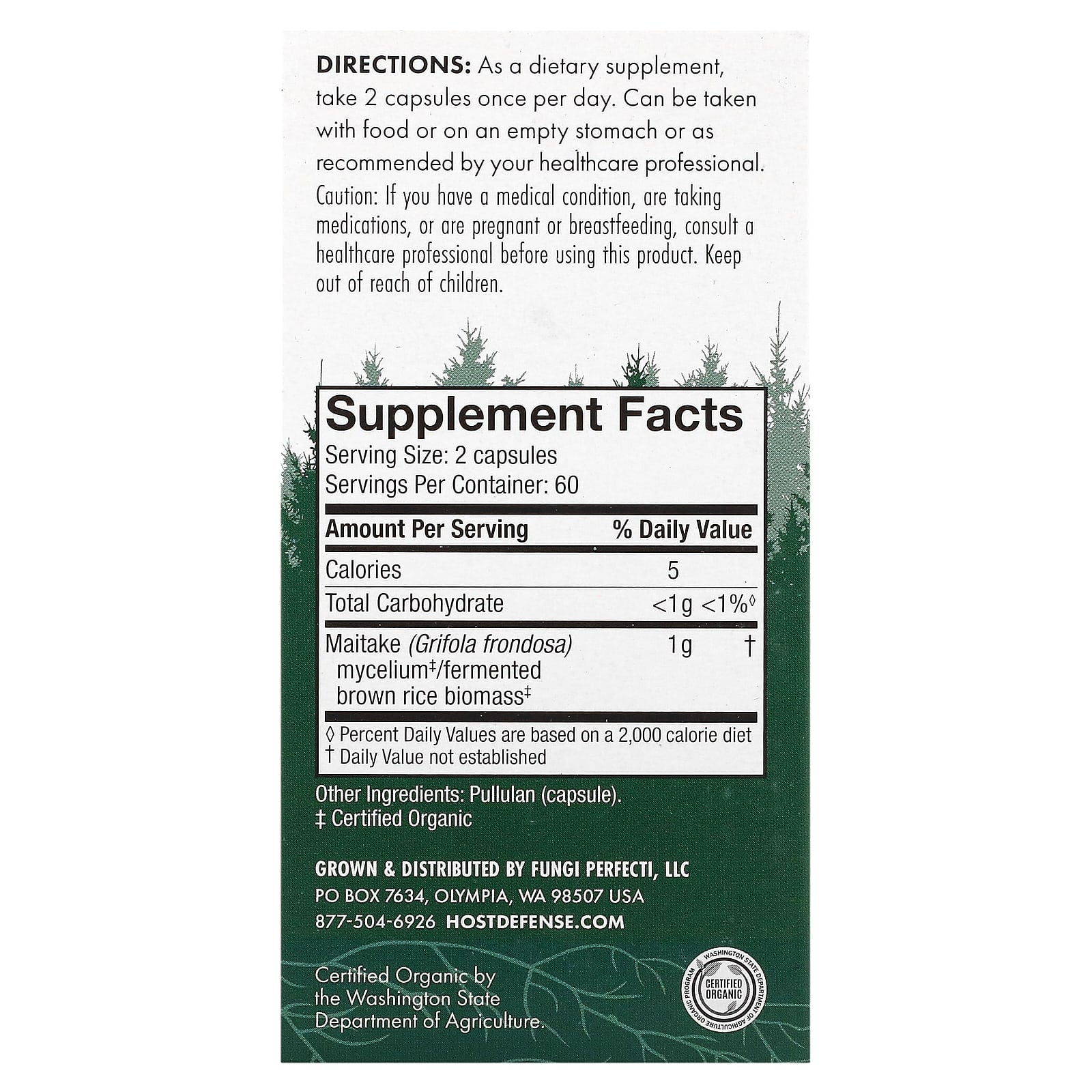 Host Defense Maitake Mushrooms, 120 Capsules, Organic & Vegan - Image 2