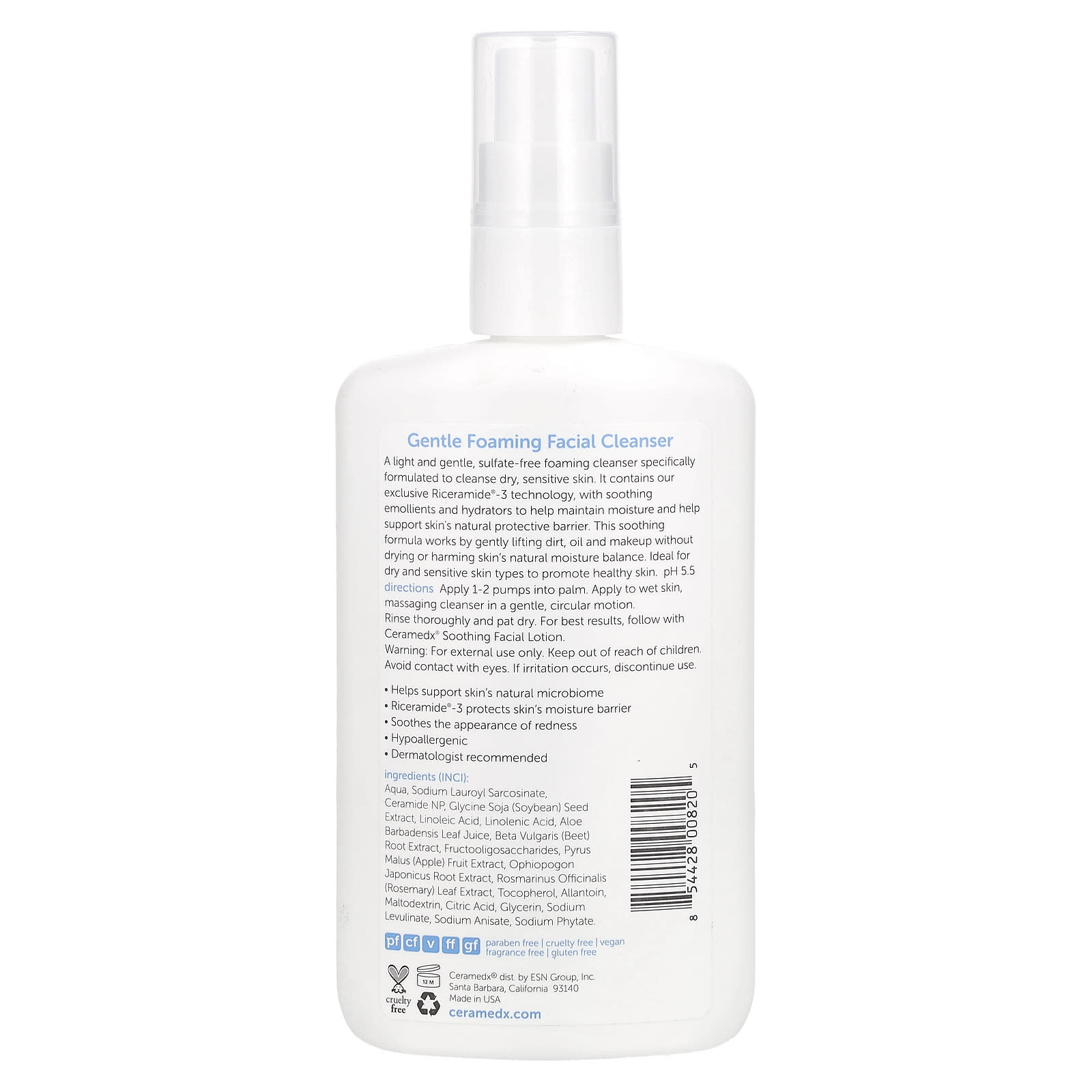 Gentle Ceramide Facial Cleanser for Dry, Sensitive Skin - 8 fl oz - Image 2