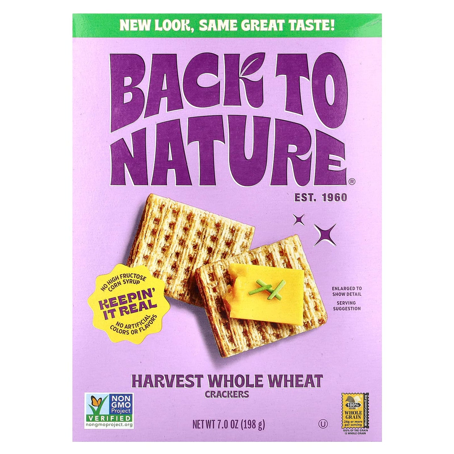 Back to Nature Harvest Whole Wheat Crackers, Non GMO, Kosher, 7 oz (198g) - Image 1