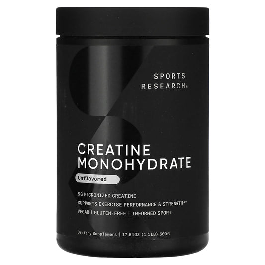Sports Research, Creatine Monohydrate, Unflavored, 1.1 lb (500 g) - Image 1