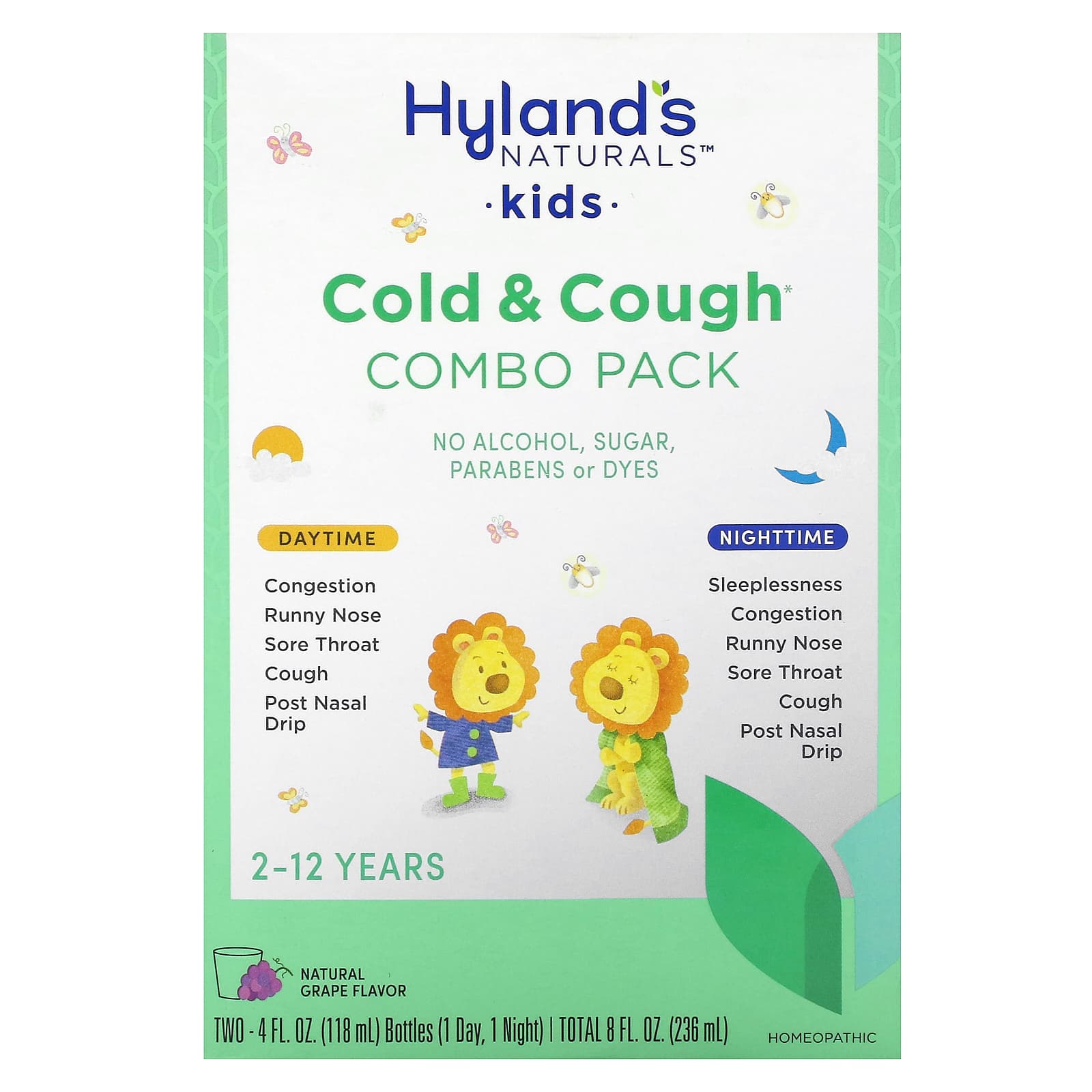 Hyland's Naturals Kids Cold & Cough Combo Pack, Natural Grape, 2 Bottles - Image 1