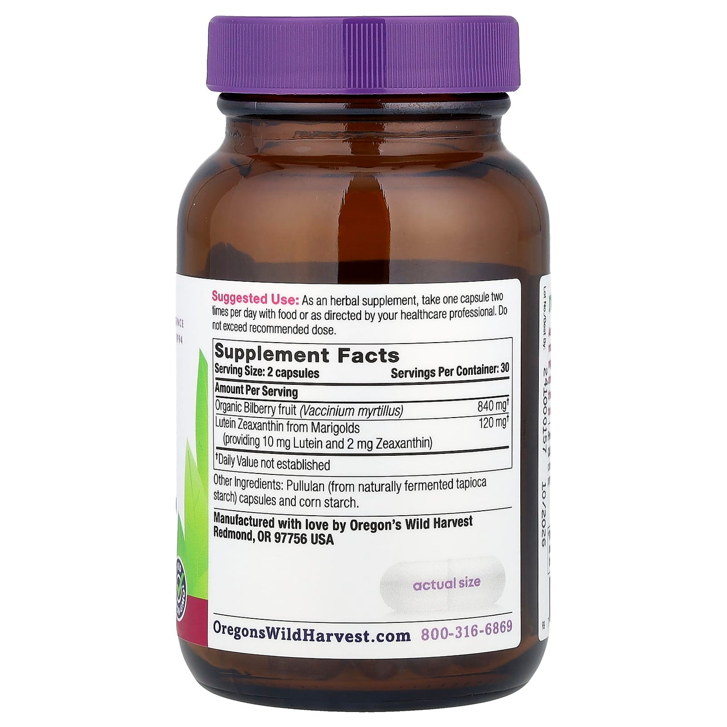 Oregon's Wild Harvest, Eyes Love Lutein™, 60 Vegan Capsules - Image 2