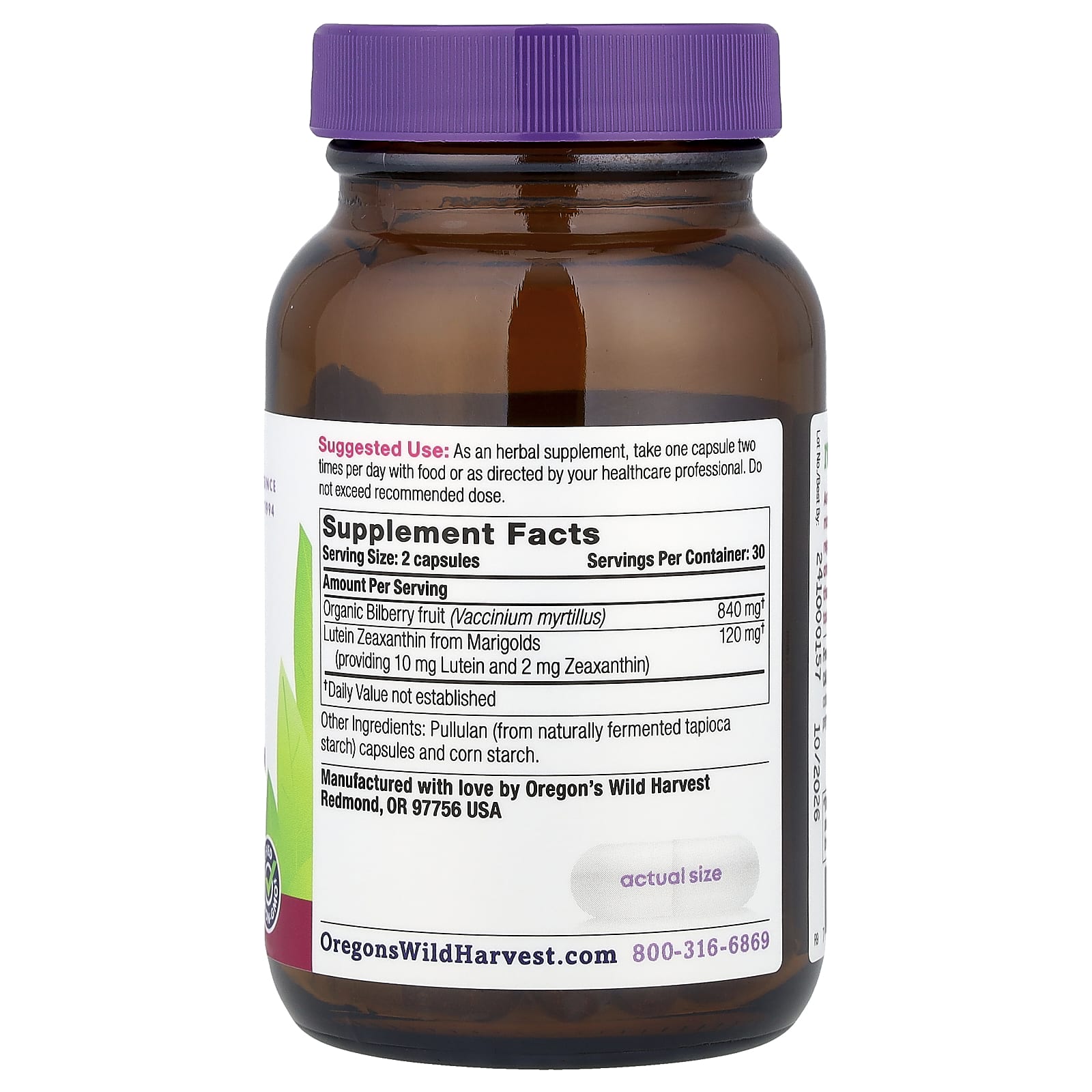 Oregon's Wild Harvest, Eyes Love Lutein™, 60 Vegan Capsules - Image 2