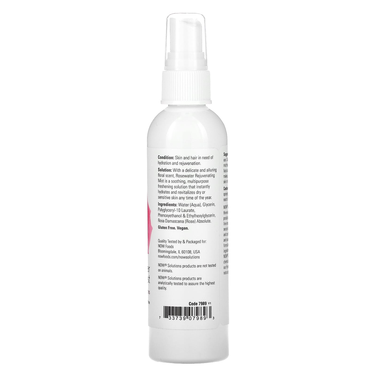 NOW Foods, Solutions, Rosewater Rejuvenating Mist, 4 fl oz (118 ml) - Image 2