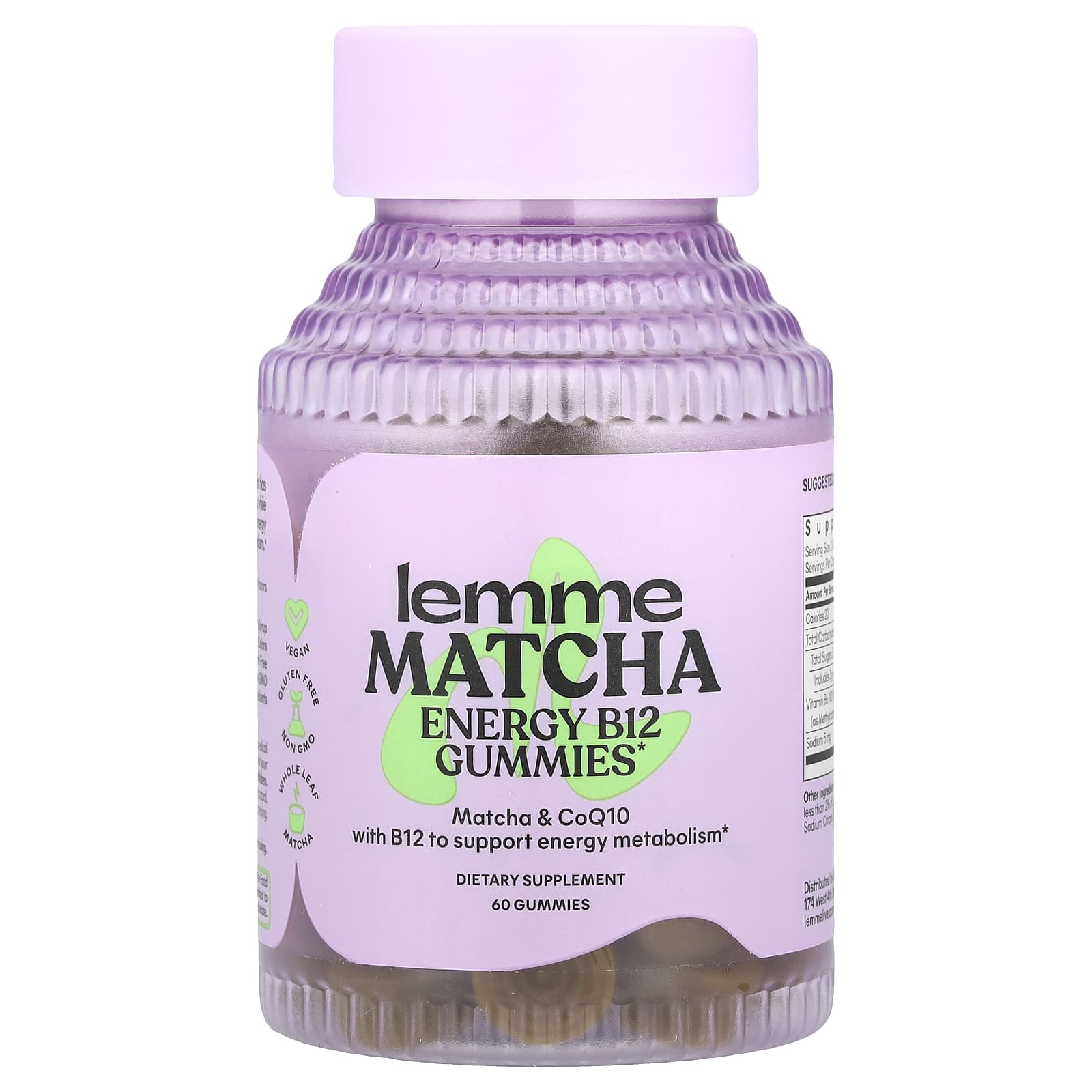 Lemme, Energy B12 & CoQ10 Gummies, Matcha, 60 Gummies - Image 1