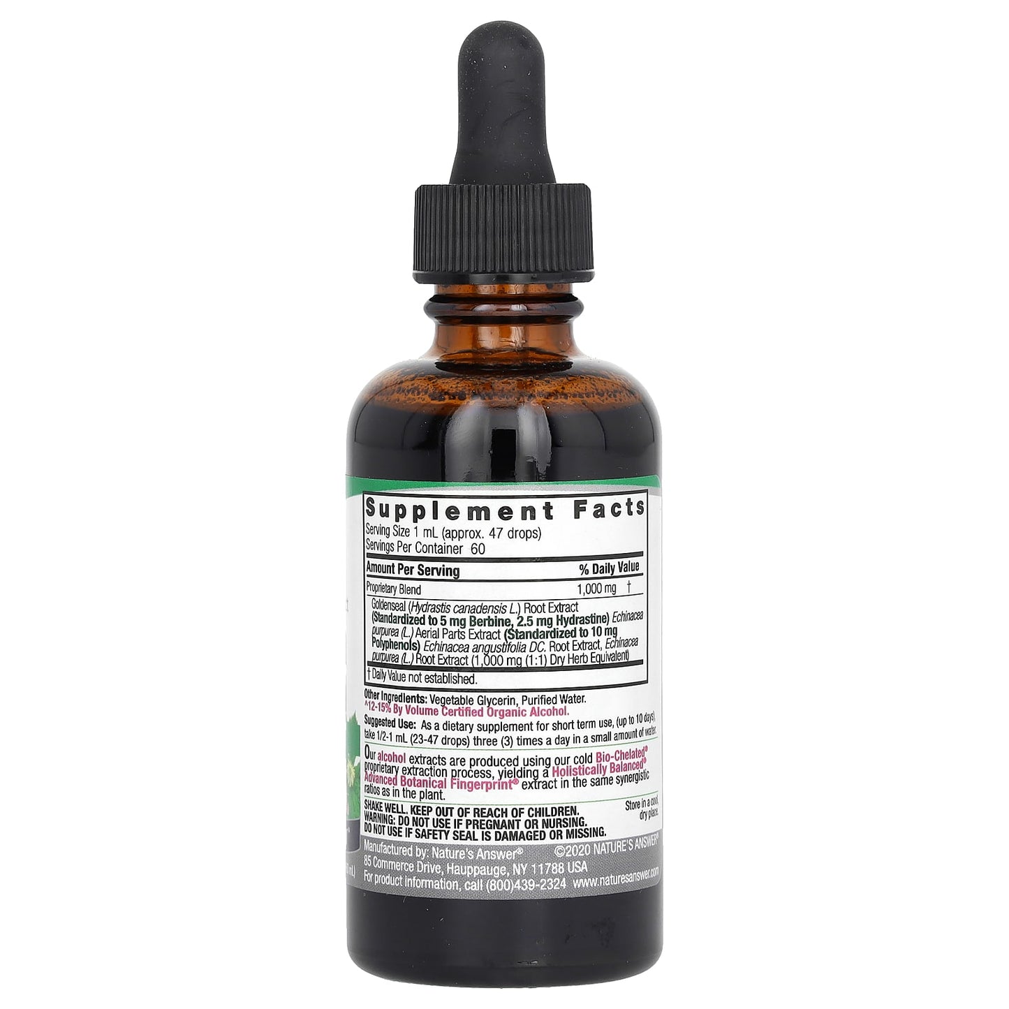 Nature's Answer, Echinacea & Goldenseal, 2 fl oz (60 ml) - Image 2