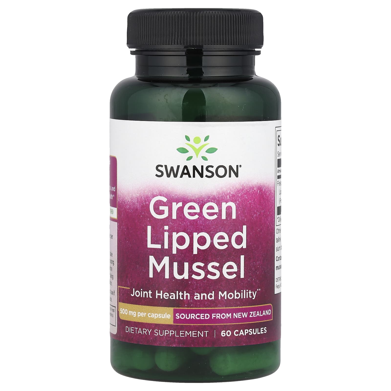 Swanson, Green Lipped Mussel, 500 mg, 60 Capsules - Image 1