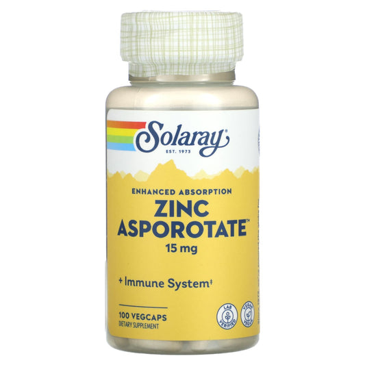 Solaray, Enhanced Absorption, Zinc Asporotate, 100 VegCaps - Image 1