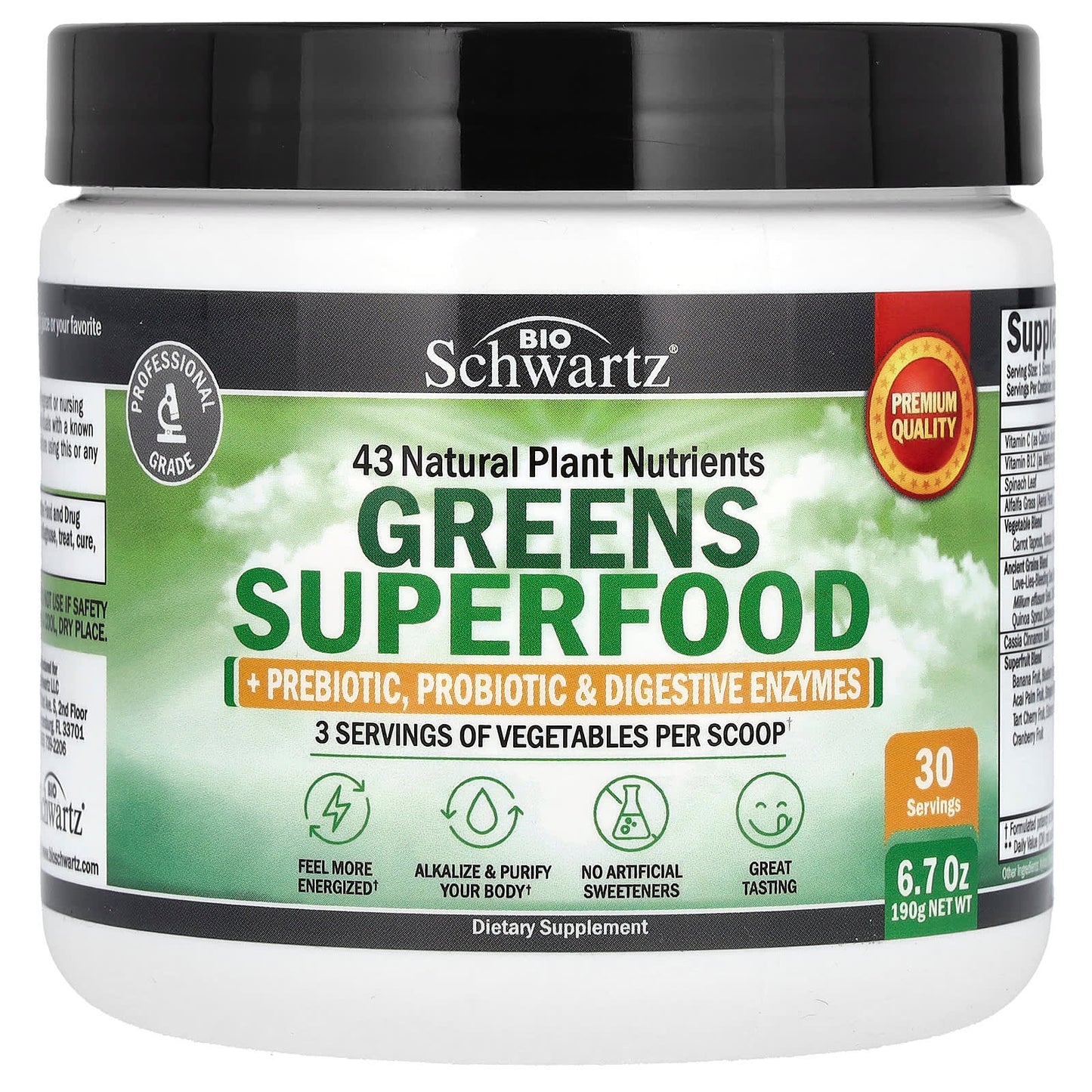 BioSchwartz Greens Superfood - 43 Natural Plant Nutrients & Probiotics - Image 1