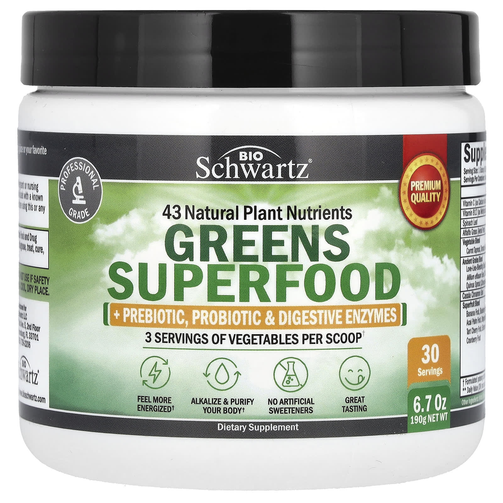 BioSchwartz Greens Superfood - 43 Natural Plant Nutrients & Probiotics - Image 1